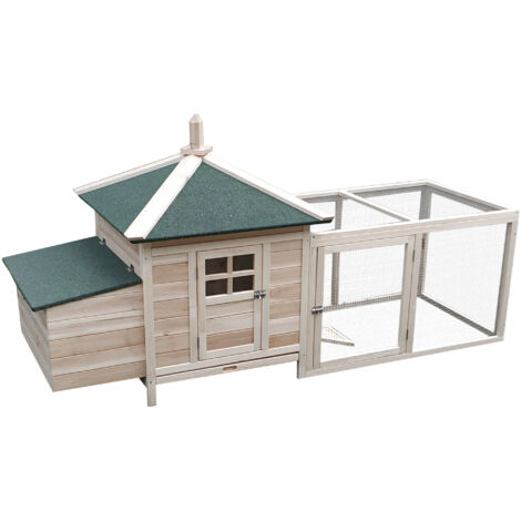 PawHut Gabbia per Galline Ovaiole in Legno, 196x76x97 cm, Color Legno