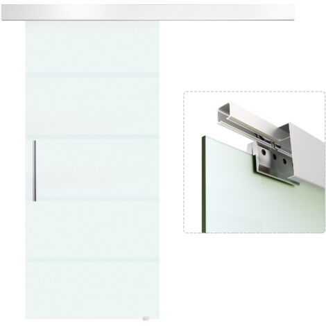 easycomfort porta scorrevole interna in vetro smerigliato e satinato con binario b2 e maniglia per bagno cucina studio vetro 205x 90x 0,8cm (1/5)