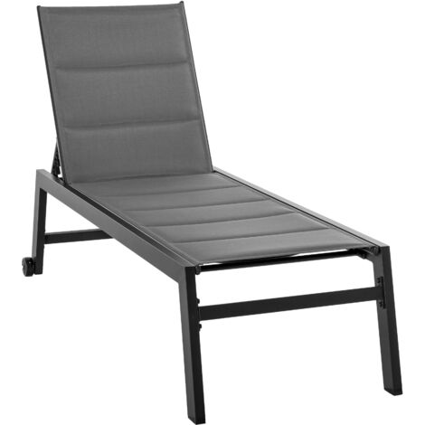 easycomfort sdraio da giardino reclinabile su 5 livelli rivestimento imbottito, alluminio e texteline, 72x168x102cm grigio (1/5)