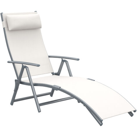 Outsunny Sdraio da Giardino Pieghevole con Cuscino, 137x63.5x100.5cm