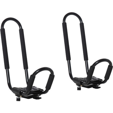 easycomfort set 2 staffe porta kayak con attacco universale per portapacchi adatte per canoe e paddleboard, nero, 46x16.5x47cm