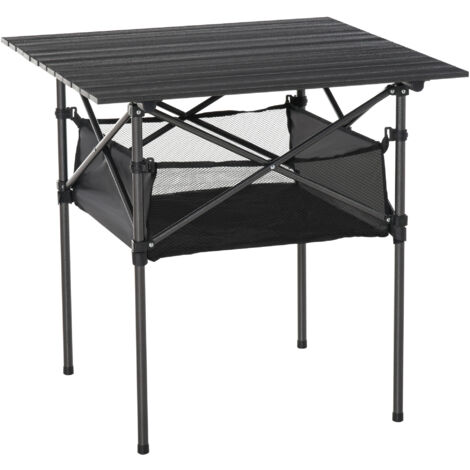 easycomfort tavolo da campeggio picnic pieghevole, salvaspazio e arrotolabile con borsa da viaggio, nero 70x70x69cm (1/5)