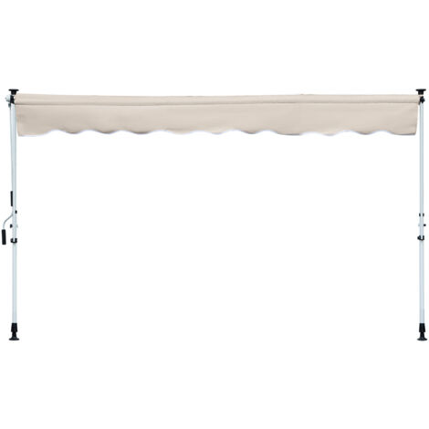 Outsunny Tenda da Sole 4x1.2m Telescopica a Parete Avvolgibile Cachi
