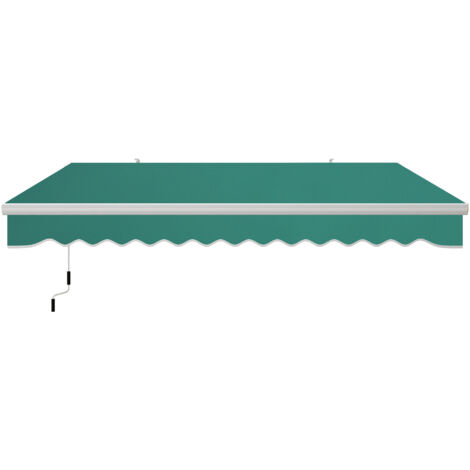 Outsunny Tenda da Sole 4x2.5m per Esterno Avvolgibile a Manovella, Verde Scuro