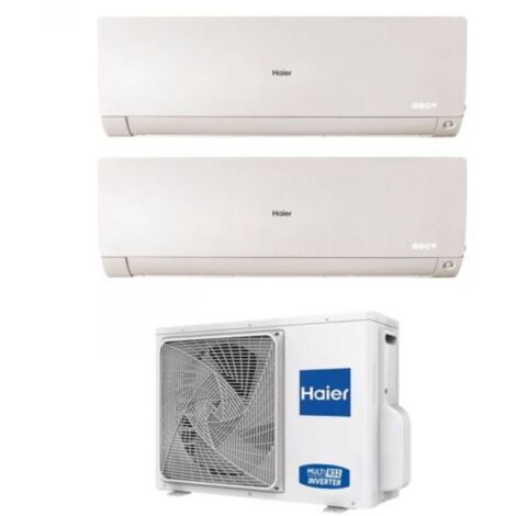 Climatizzatore Condizionatore Haier Dual Split Inverter serie FLEXIS PLUS WHITE 7+7 con 2U40S2SM1FA R-32 Wi-Fi Integrato Colore Bianco 7000+7000