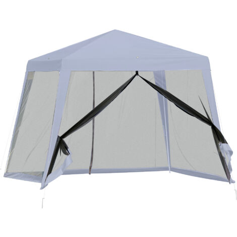 easycomfort gazebo da giardino 3x3m con zanzariera, copertura in poliestere e struttura in metallo, grigio (1/5)
