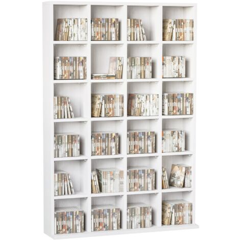 easycomfort mobile libreria porta cd da 24 ripiani ad altezza regolabile, in truciolato, 130.5x89x20 cm, bianco (1/5)