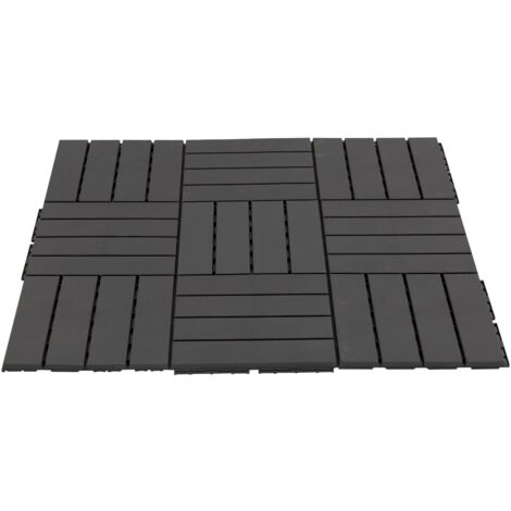 easycomfort set 9 mattonelle a incastro per terrazzo, piastrelle per pavimenti (30x30x2cm) in pp antiscivolo, area: 0.81 mq nero (1/5)