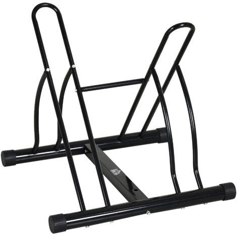 easycomfort rastrelliera da terra per 2 biciclette con pneumatici fino 6.5 cm, telaio orientabile in acciaio nero, 60x54x57cm (1/5)