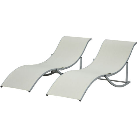 Outsunny Set 2 Sdraio da Giardino Pieghevoli in Alluminio e Texteline