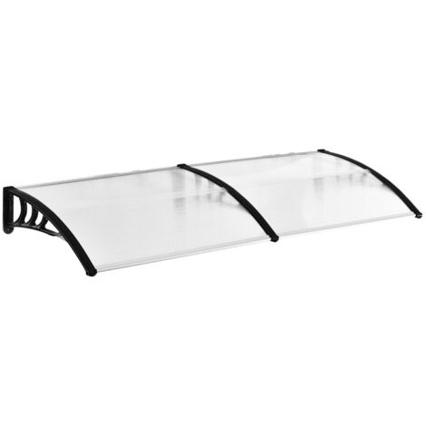 easycomfort pensilina tettoia da esterno 195x75cm in policarbonato e alluminio per balcone finestre e porte, bianco