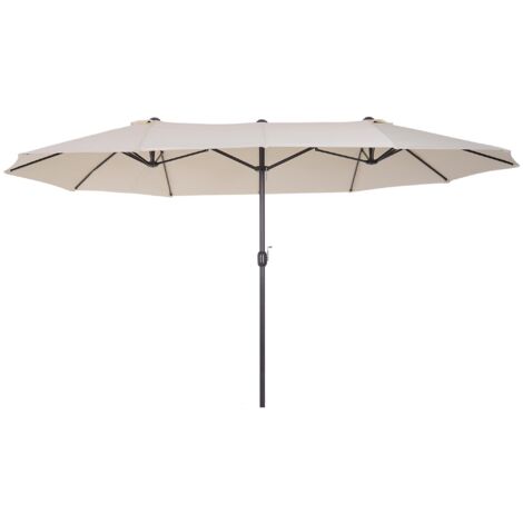 easycomfort ombrellone parasole da giardino e esterno doppio in tessuto e poliestere, 4.55 x 2.4m, beige (1/5)