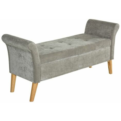 Panca Camera Da Letto Grigia Panca Con Contenitore Wintem In Velluto Grigio 102x38x41cm - Salvaspaio Per Camera E Ingresso Panca Salvaspazio Camera Da - 10