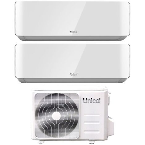 Climatizzatore Condizionatore Unical Dual Split Inverter serie AIR CRISTAL 10+18 con KMX4 28HE R-32 Wi-Fi Optional 10000+18000