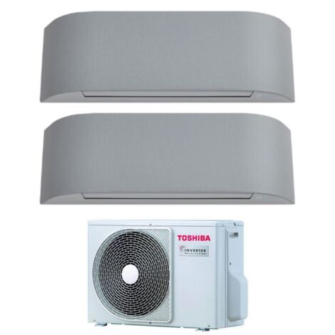Climatizzatore Condizionatore Toshiba Dual Split Inverter serie HAORI 13+16 (12+15) con RAS-3M26U2AVG-E R-32 Wi-Fi Integrato 13000+16000 (12000+15000) Colore Grigio Chiaro
