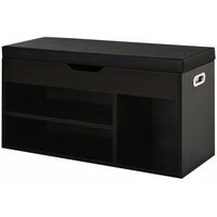 EASYCOMFORT Mobile Scarpiera Salvaspazio con Panca Contenitore Imbottita e Vani Aperti 80x30x45cm, Nero