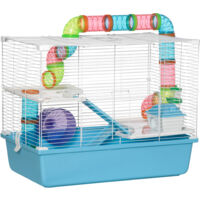 easycomfort gabbia per criceti a 3 livelli con tubi, casetta, serbatoio dell'acqua e ruota, 59x36x47 cm