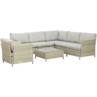 Easycomfort Salotto da Giardino 7 Pezzi Modulabile in Rattan PE con Cuscini, Beige