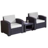 Le Stelle Set Salotto da Giardino in Polyrattan da 3 Pezzi, 2 Poltrone da Esterno, Tavolino e Cuscini