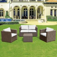 Le Stelle Set Salotto da Giardino in Polyrattan con Divano, Poltrone Tavolino e Cuscini Colore Moka