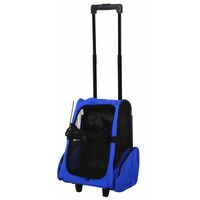 EASYCOMFORT Trasportino Zaino 2 in 1 per Cani e Gatti con Tasche Laterali, Maniglia Telescopica e Ruote, 42x25x55cm, Blu