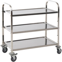 easycomfort carrello da cucina 3 ripiani aperti 4 ruote omnidirezionali con 2 freni cuscinetti anti-collisione in acciaio inossidabile 430 argento 85x45x90cm