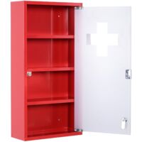 easycomfort cassetta porta medicine armadietto medicinali 4 livelli porta in vetro 60×30×12cm rosso