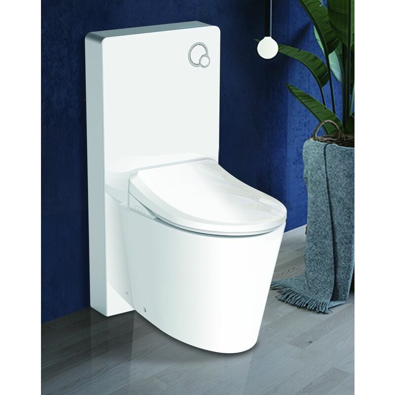 Betätigungsplatte Toilette Schwarz glas Sanitärmodul für Stand WC Weiß 