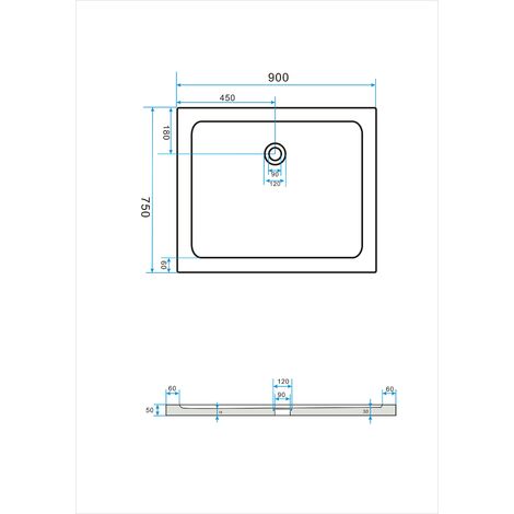 50 mm Duschtasse 90 x 75 cm (schwarz)