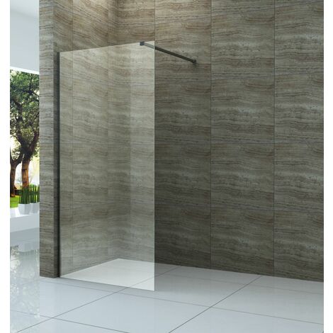 Duschwand DIDIVO mit schwarzen Anbauteilen in 130 x 200 cm