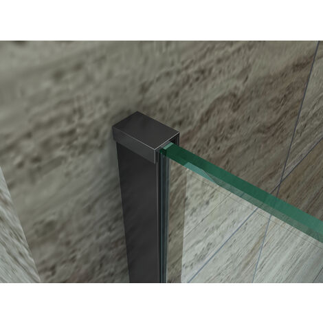 Duschwand DIDIVO mit schwarzen Anbauteilen in 130 x 200 cm