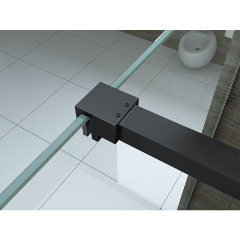 Duschwand DIDIVO mit schwarzen Anbauteilen in 130 x 200 cm