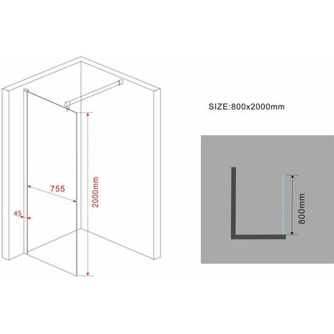 10 mm Duschwand VACANTE-SMOKE 80 x 200 cm