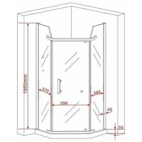 Fünfeck-Duschkabine POLIGO 90 x 90 x 195 cm ohne Duschtasse