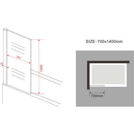 fixe Duschtrennwand STEADY 70 x 140 (Badewanne)