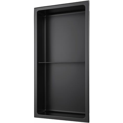 Edelstahl Wandnische mit Regalboden in 30 x 60 cm (schwarz)