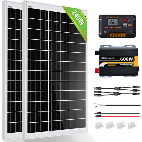 ECO-WORTHY 240W Solarpanel Kit solaranlage 1 kWh/Tag: 2pcs 120W