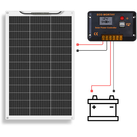 ECO-WORTHY 130W 12V flexibel Solarpanel Kit netzunabhängig Off
