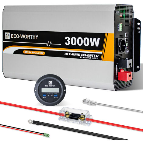 ECO-WORTHY 3000W 24V netzunabhängiger Solar Wechselrichter DC 24V AC 220V  Sinuswelle für Auto Wohnmobil Caravan