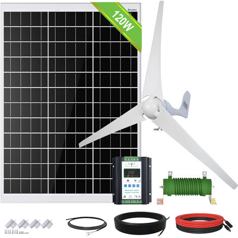 ECO-WORTHY 520W Solaranlage Hybrid Kit: 400W Windgenerator DC mit 120W  Solarpanel und 40A Solar Wind