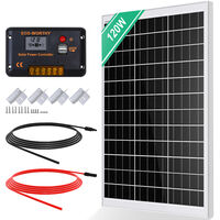 ECO-WORTHY 120W Solarpanel kit Off-Grid System: 1 Stuck 120W monokristalline Solarmodule mit 30A LCD Laderegler + Solarkabel + Montageklammern für Wohnmobil, Camping
