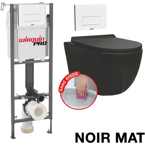 Pack completo Inodoro Bati INITIO + Taza negra mate suspendida sin brida + Placa DESIGN blanca (1/5)