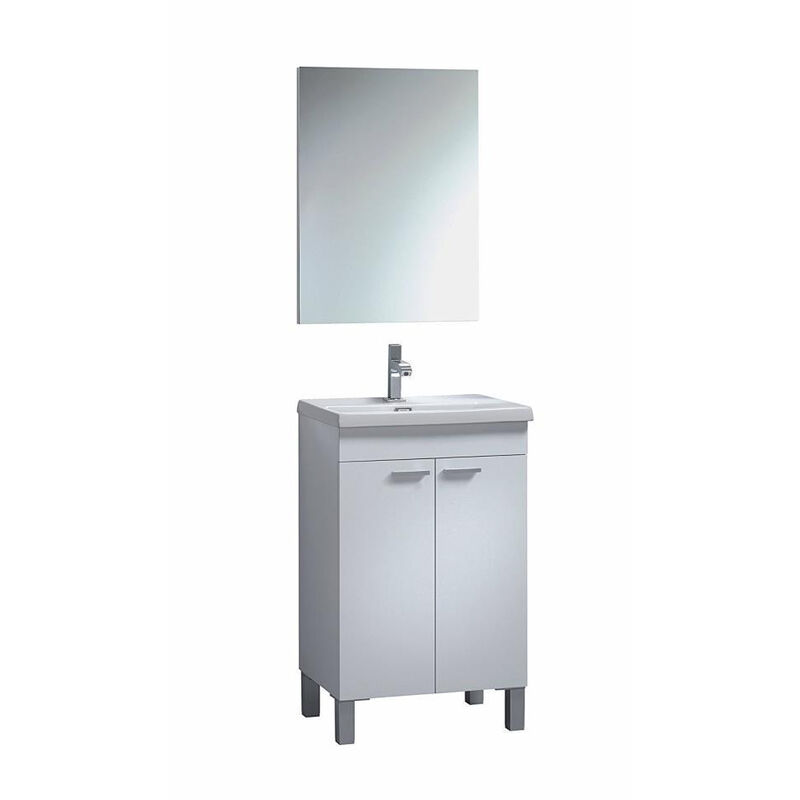 Muebles Baño - Set Mueble Espejo Lavabo Blanco Carrie