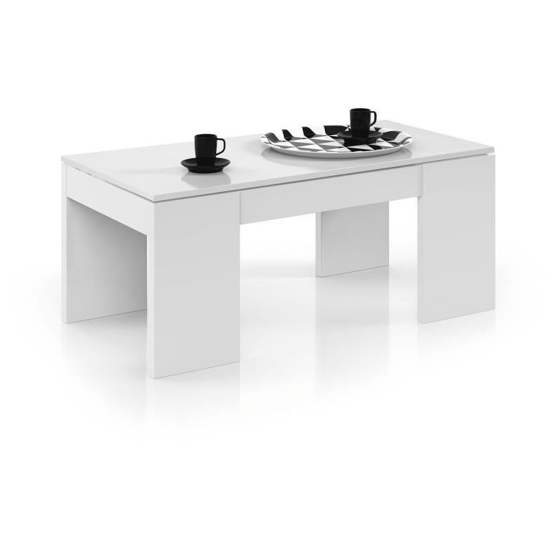 Mesa De Centro elevable blanco brillo 100x50x43 cm 100