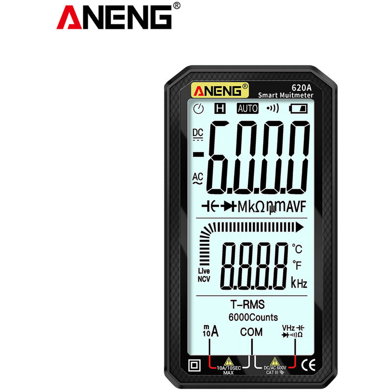 Multimetro digital AC / DC con pantalla LCD de 4.7 pulgadas ANENG, multimetro ultraportatil de verdadero valor eficaz