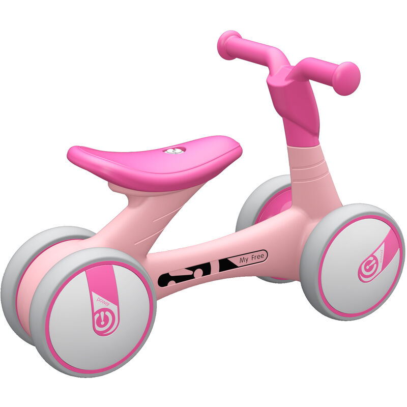 Bicicletas de equilibrio para bebes, juguetes para bebes, andador infantil, 4 ruedas,Rosa y blanco