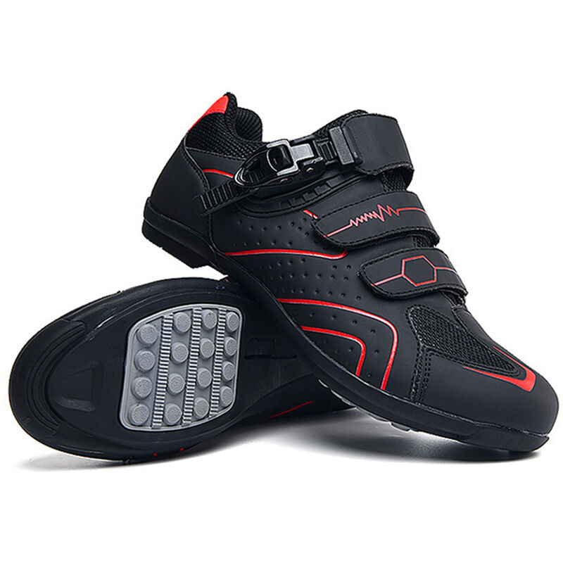 Zapatillas de bicicleta de montana MTB para hombres Zapatillas de bicicleta para montar en bicicleta al aire libre,Negro y rojo, 45