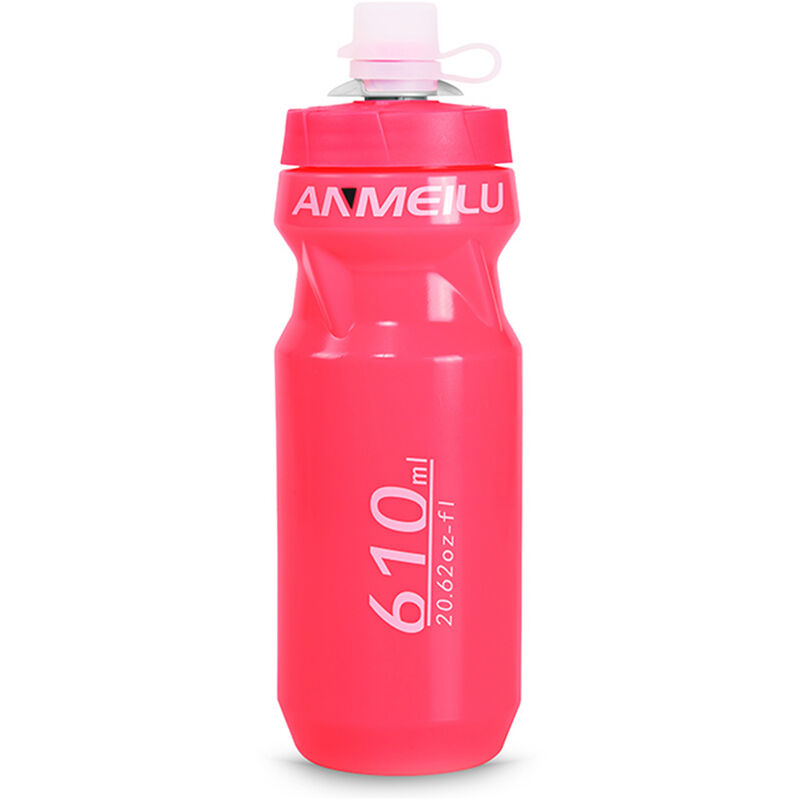 Botella de agua portatil para bicicleta de montana de 610 ml, sin BPA y a prueba de fugas, hervidor para beber deportivo seguro, jarra de agua para ciclismo,Rosa, 610ml