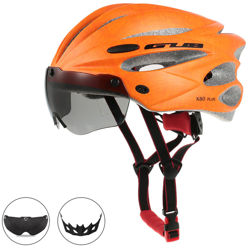 Cascos de bicicleta Cascos de ciclismo moldeados integralmente con gafas magneticas desmontables Bicicleta de carretera de montana Casco de seguridad para deportes al aire libre