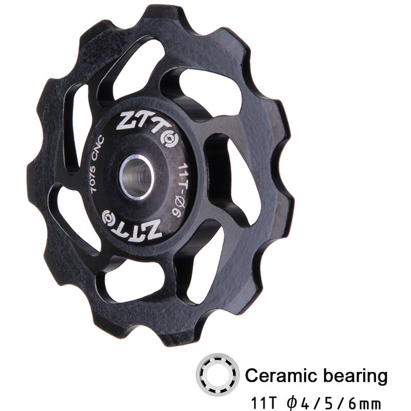 11T MTB, desviador trasero de bicicleta, rueda de Jockey, polea de rodamiento de ceramica, rodillo de guia para bicicleta de carretera, 4mm, 5mm, 6mm,Negro